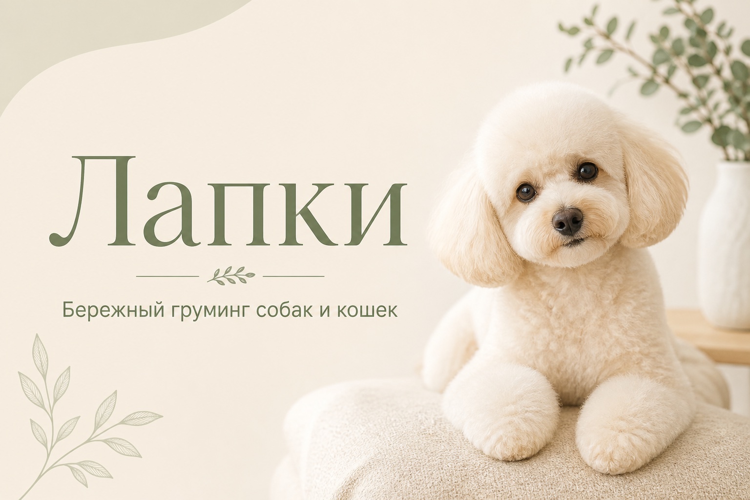 Фирменная обложка сайта «Лапки» с собакой и названием проекта
